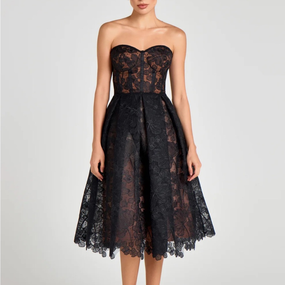 NADINE MERABI Black Strapless Lace Dress - Picture 2 of 4